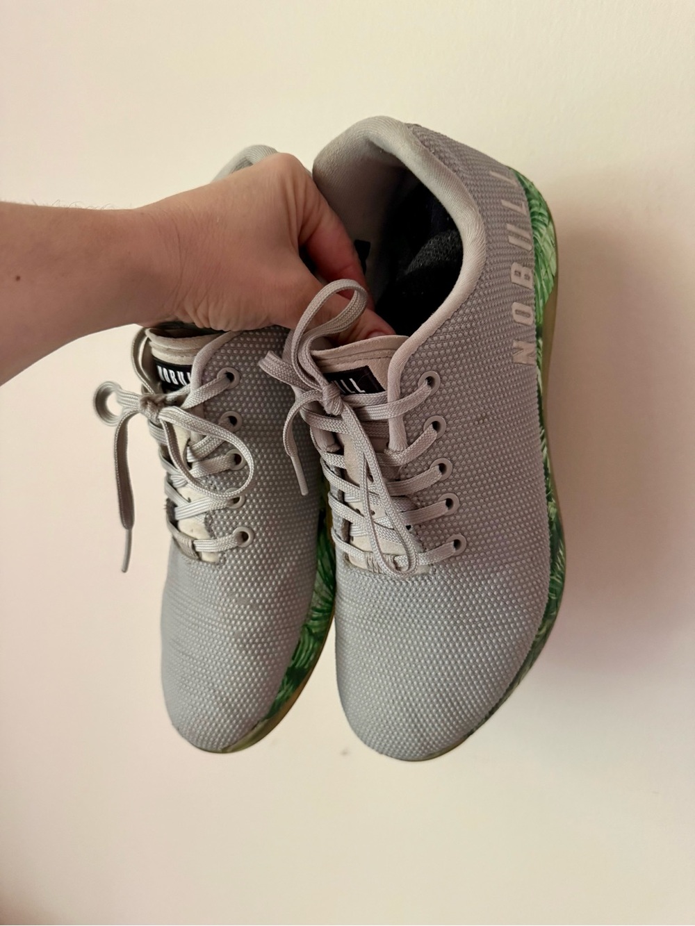 NOBULL Men’s Trainer Shoes Gray Green Gum Sole Cross Training Sneakers